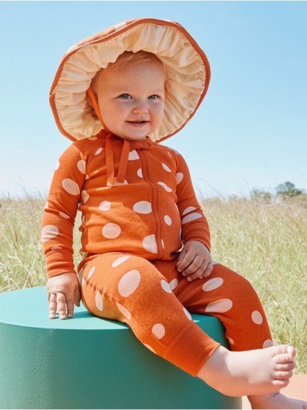 Hanna Anderson Baby Halloween Mushroom Sleeper & Cap Costume